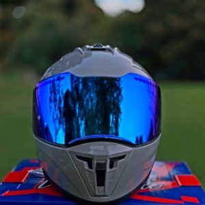 Casco EDGE Integral Extreme Solido Gris / Azul Metalizado Certificación DOT I ECE