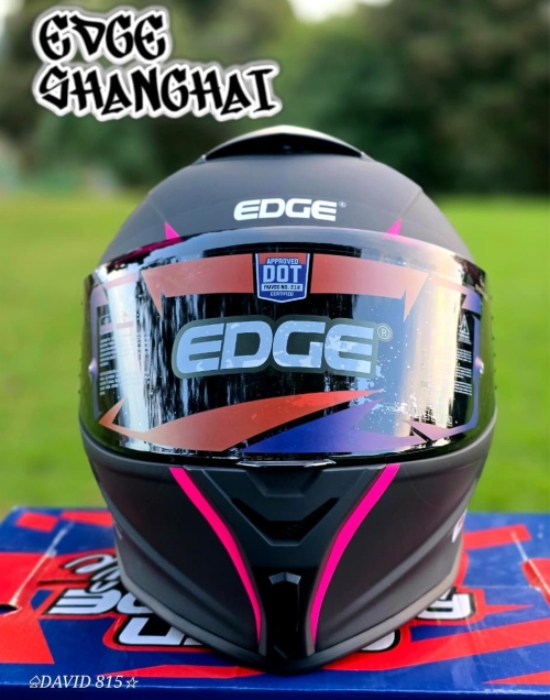 Casco EDGE Integral Shanghai Rush Negro/Rosado DOT-ECE