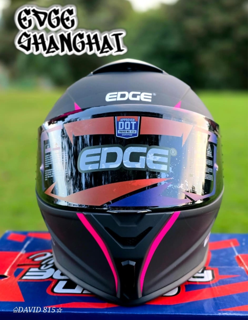 Casco EDGE Integral Shanghai Rush Negro/Rosado DOT-ECE