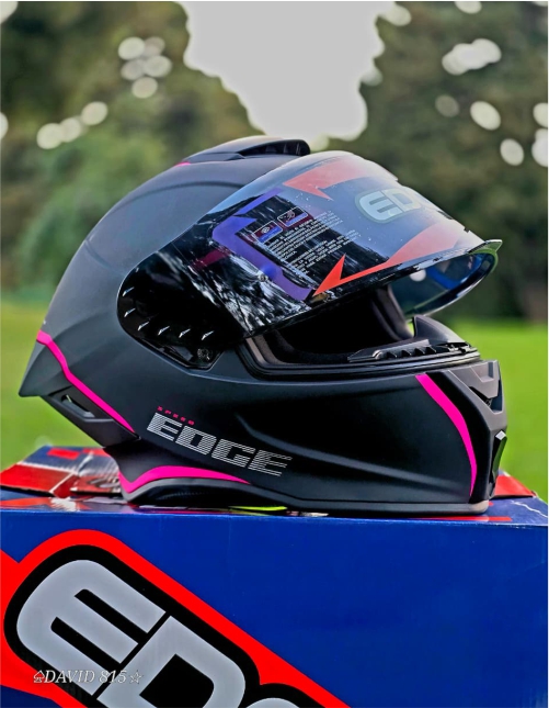 Casco EDGE Integral Shanghai Rush Negro/Rosado DOT-ECE - Imagen 2