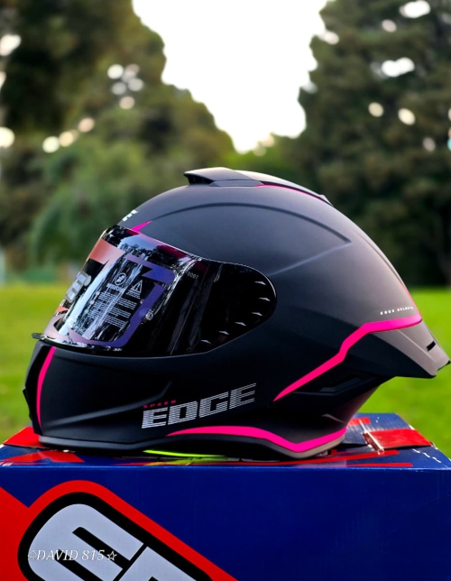 Casco EDGE Integral Shanghai Rush Negro/Rosado DOT-ECE - Imagen 3