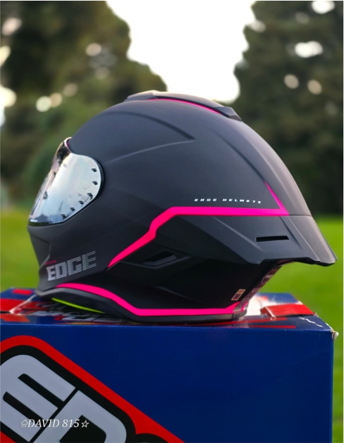 Casco EDGE Integral Shanghai Rush Negro/Rosado DOT-ECE - Imagen 4